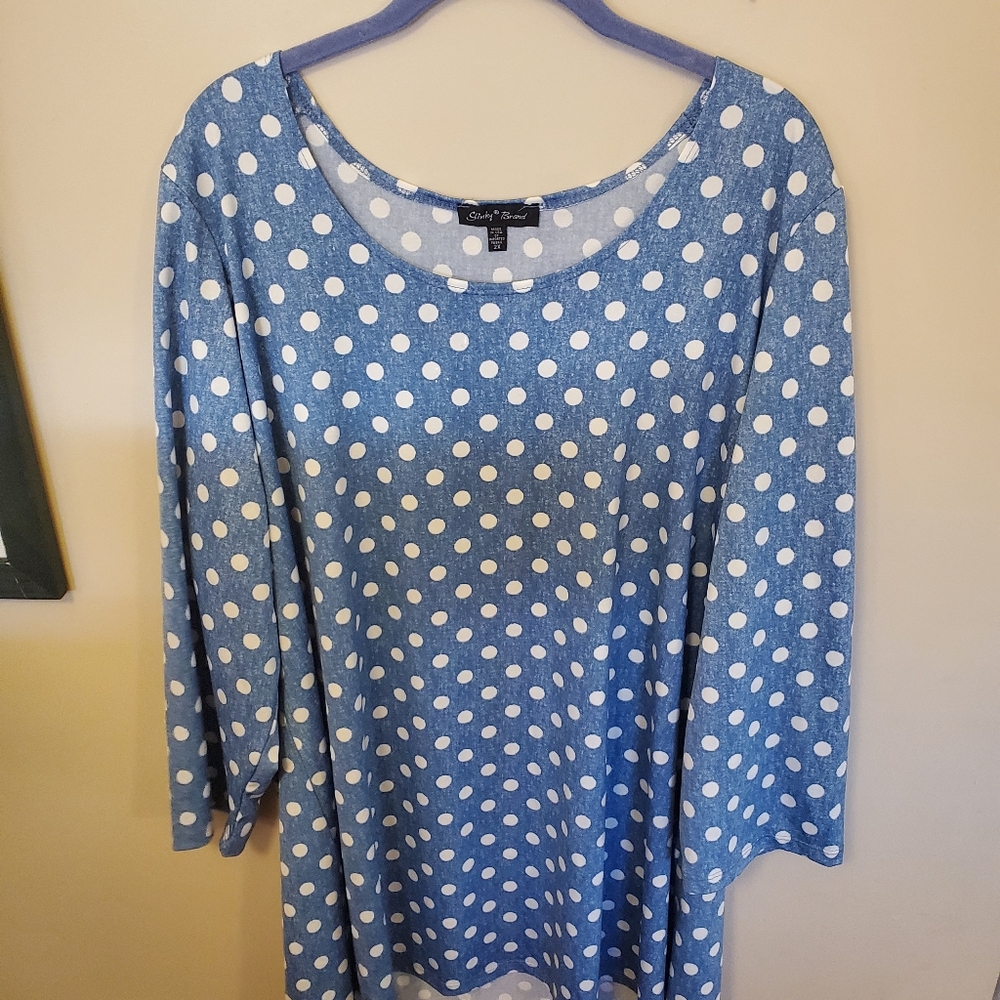Womens blue polka dot Slinky tunic top!